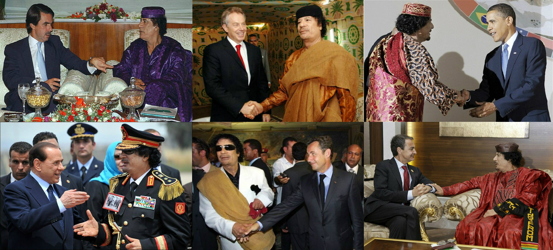 Lideres árabes que se enfrentaron al fundamentalismo islámico (y II): Gaddafi, Saddam Hussein, Al Assad Gaddaficonloslideresoccidentales